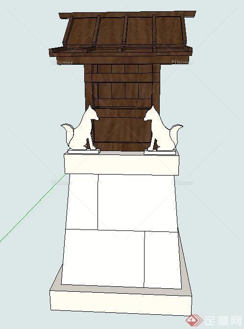 古典中式地灯灯箱设计SU模型