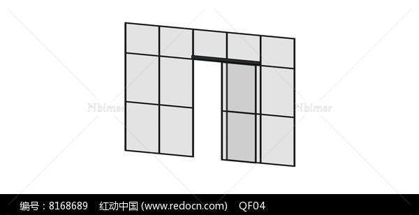 日式玻璃锁门模型