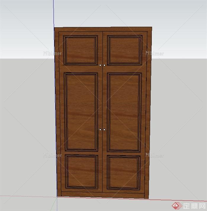 现代中式衣柜设计su模型