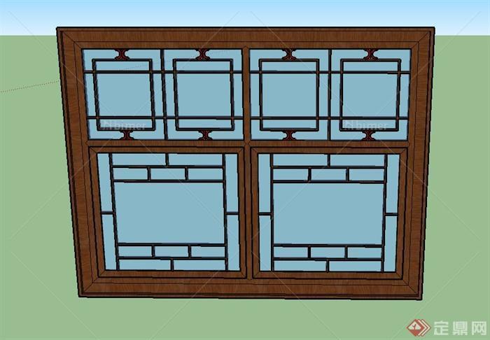 古典中式木质建筑节点门窗、屏风设计SU模型[原创
