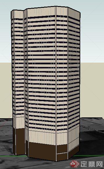 简洁高层写字楼建筑设计su模型