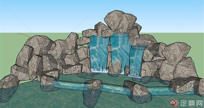 园林景观置石水景设计SU模型