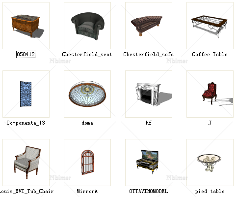 多类欧式家具和构件ＳＵ模型