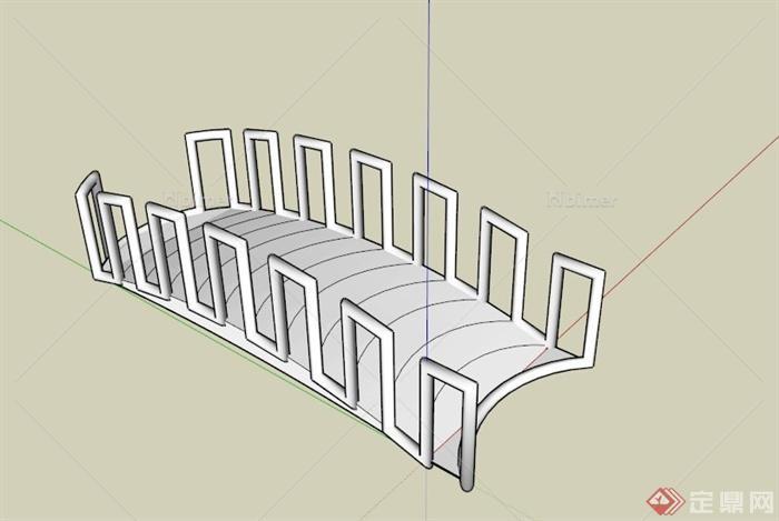 某现代铁制园桥设计SU模型
