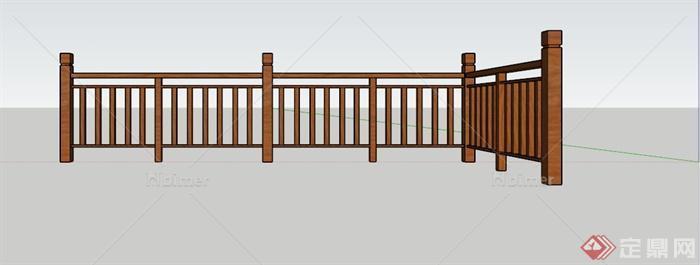 L形木栏杆围栏SU模型