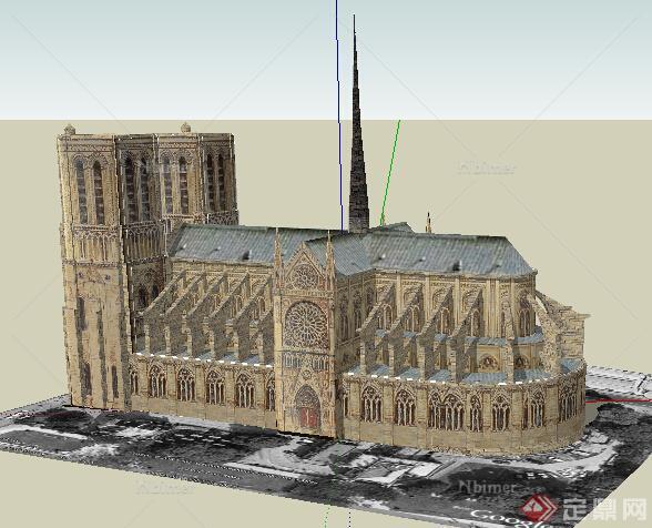 欧式风格多层教堂建筑设计su模型