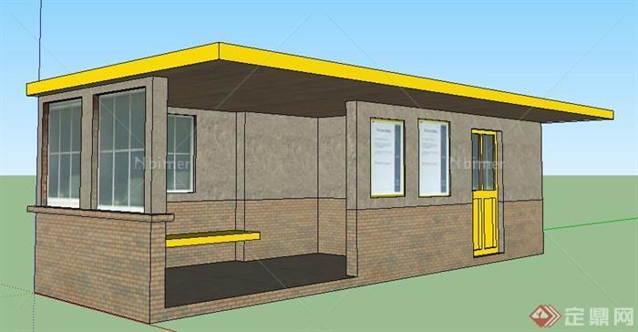 单层候机室建筑设计SU模型
