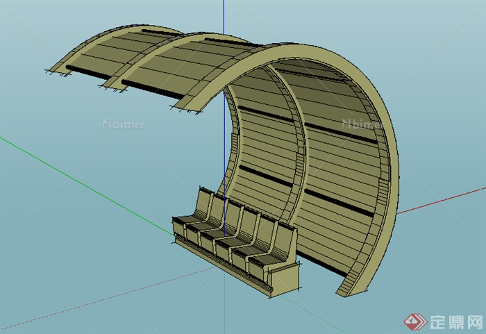 某园林景观超现代坐凳休息设施设计SU模型素材