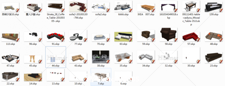 打包分享30几个沙发和茶几提供SketchUp模型下载