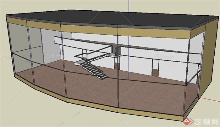 现代风格展览厅室内设计su模型