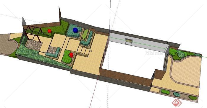 某住宅庭院景观设计SU模型（1）