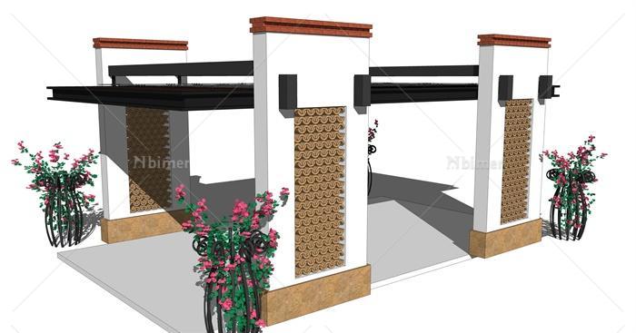 某东南亚风格凉亭建筑设计SU模型[原创]