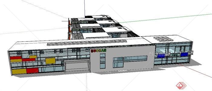 某现代风格二层幼儿园学校建筑设计SU模型