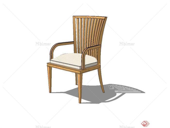 某现代室内木质扶手椅设计su模型
