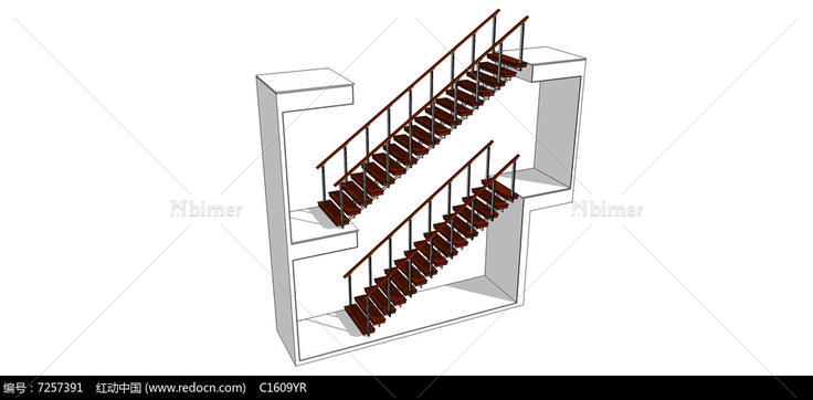 室内多层楼梯SU模型