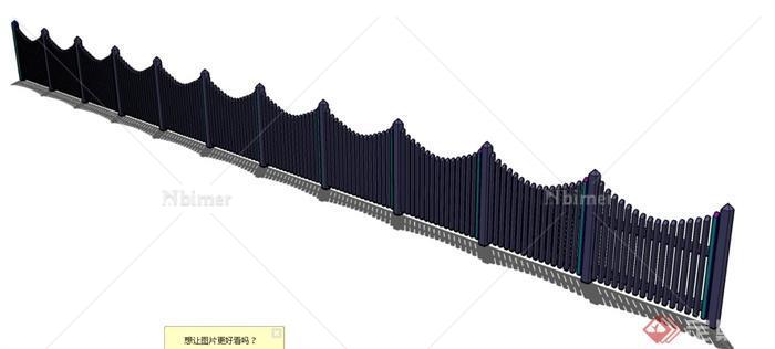 现代风格栏杆、栏杆柱su模型