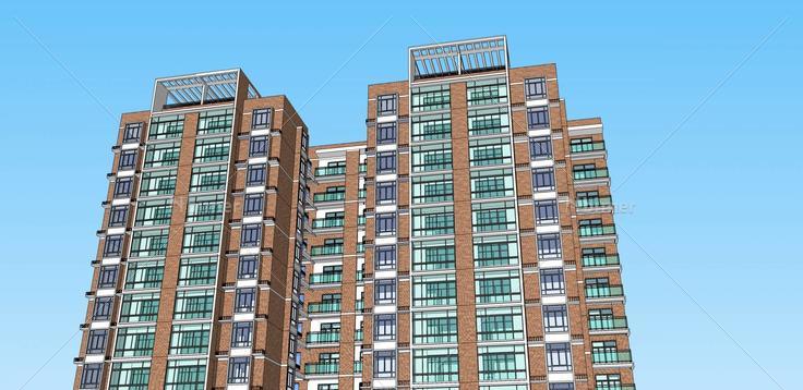 现代高层住宅楼(32951)su模型下载