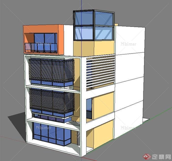 300平米现代联排别墅建筑设计su模型