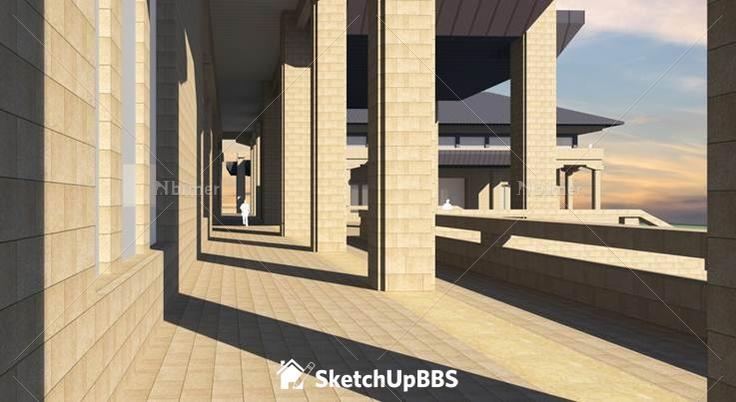 中式博物馆建筑设计方案带SketchUp模型下载分享