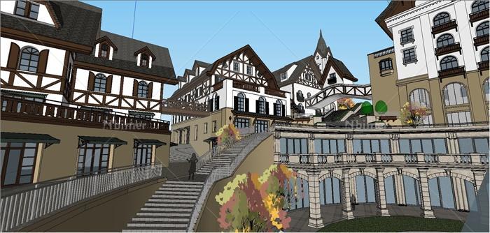 瑞士风情商业街建筑设计效果图