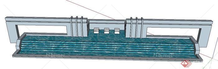 园林景观简约景观叠水池su模型