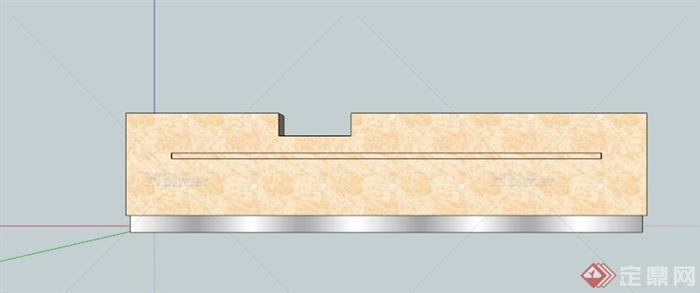 某现代黄色石材前台服务台SU模型