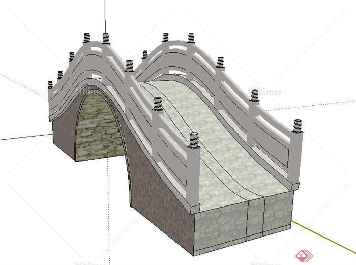 古典中式石拱桥su模型设计