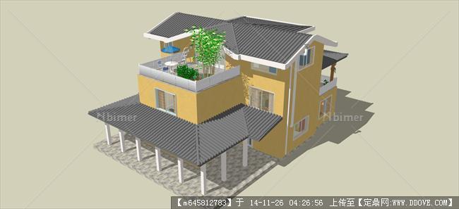 二层农村自建房模型su模型