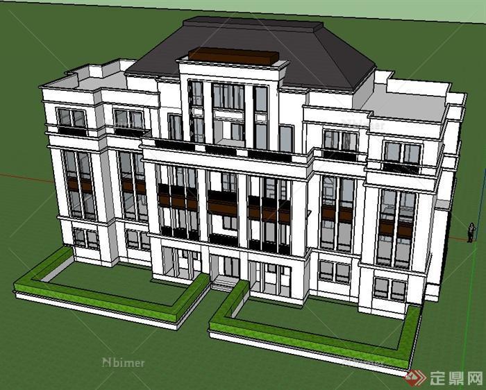 新古典别墅建筑设计SU模型