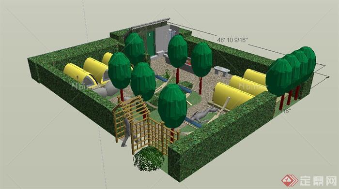 园林景观之庭院花园景观设计su模型1