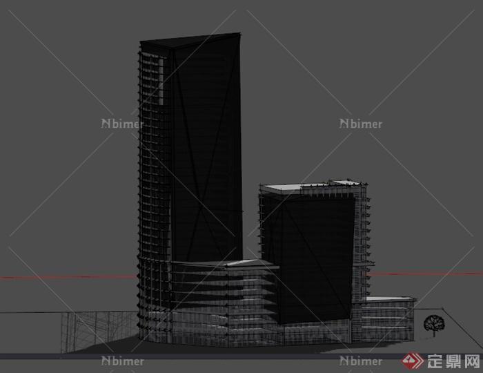 现代某地多层综合体办公建筑设计SU模型