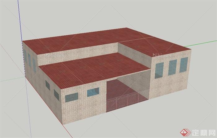 某单层砖砌仓库建筑设计SU模型