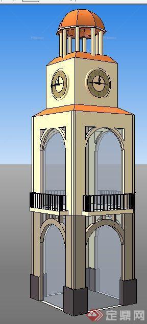 西班牙风格钟楼设计su模型