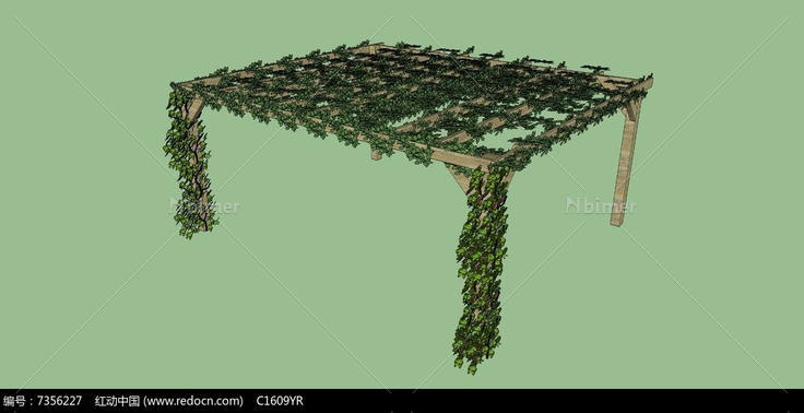 花架上的爬藤植物SU模型