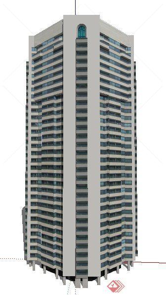 独栋现代高层办公楼建筑su模型