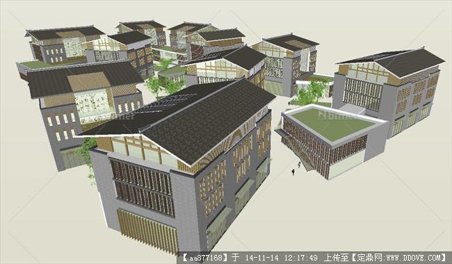 一个产业园建筑方案SU精致设计模型