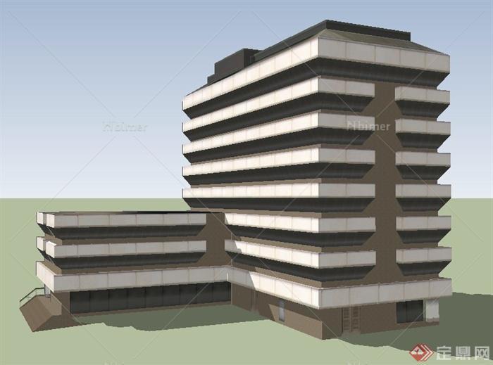 现代8层办公楼建筑设计su模型
