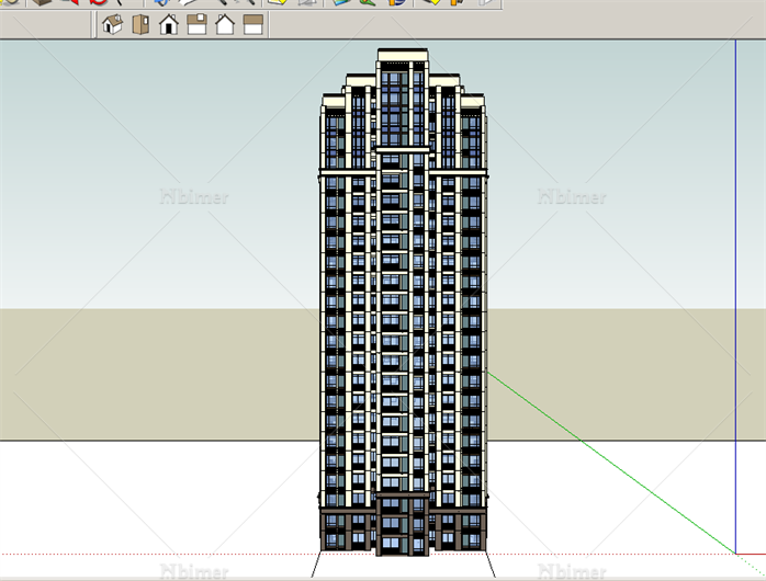 某69米超高层住宅楼建筑设计方案SU模型[原创]