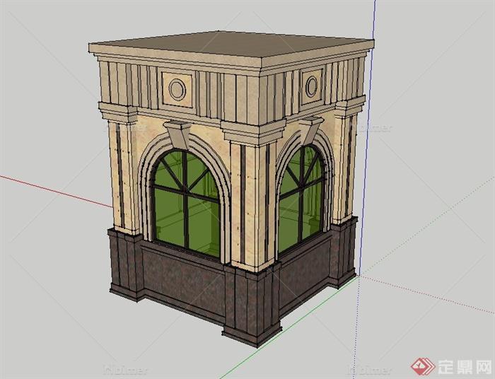 欧式门卫亭设计su模型