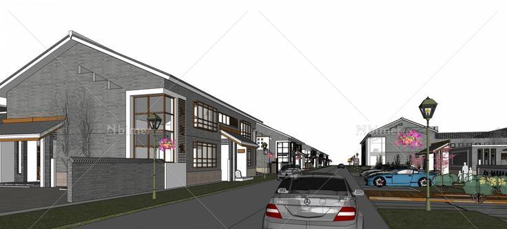 中式商业街(79330)su模型下载
