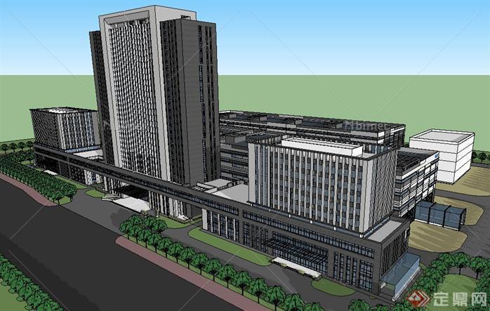 物流园区厂房及办公楼建筑设计SketchUp(SU)3D模