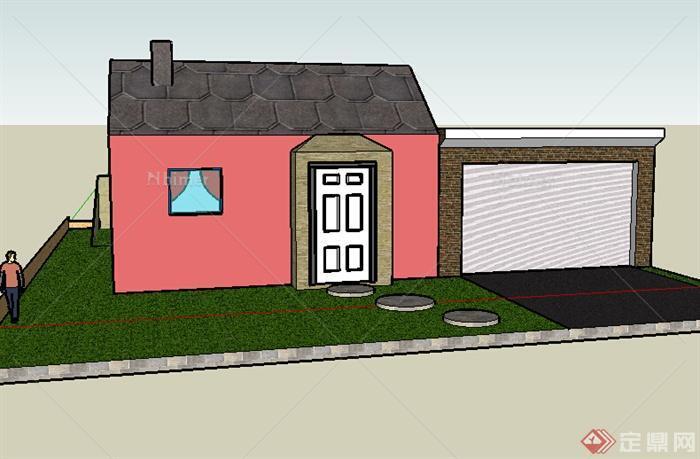 某室外小型居住民房设计SU模型素材