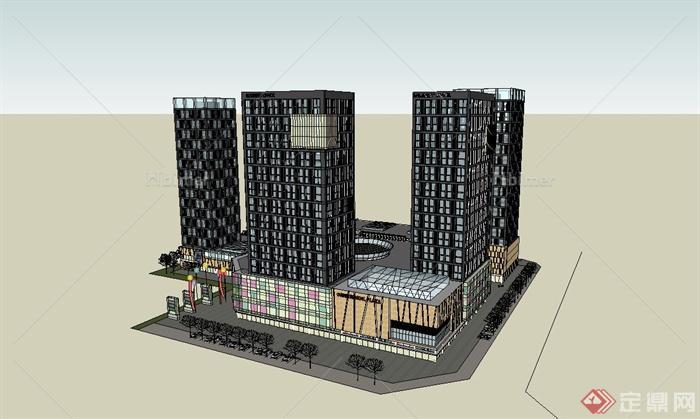 现代商业中心综合建筑设计su模型
