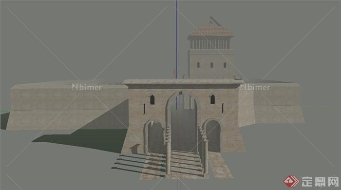 某欧式古罗马城堡遗址建筑设计SU模型