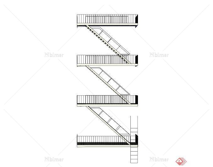现代建筑简易楼梯设计SU模型[原创]