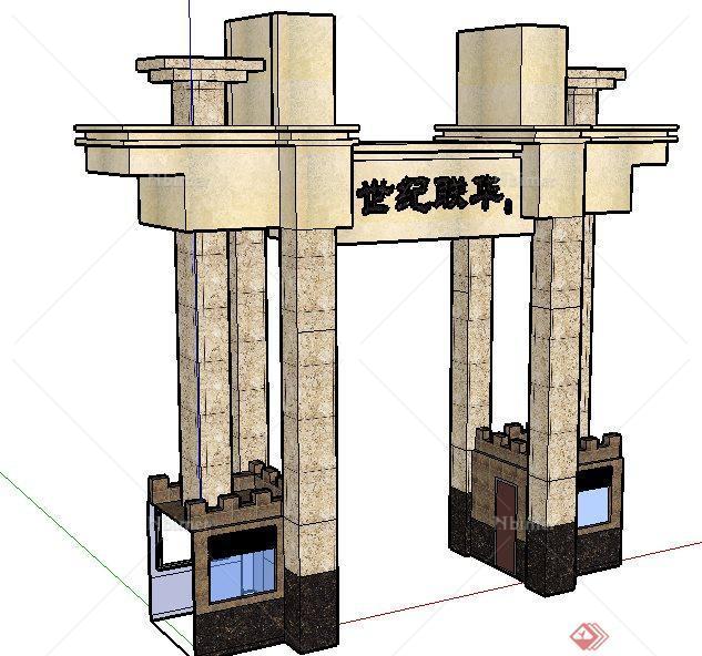 现代大门单体设计su模型[原创]