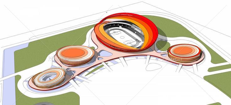 特色彩带体育场(42968)su模型下载