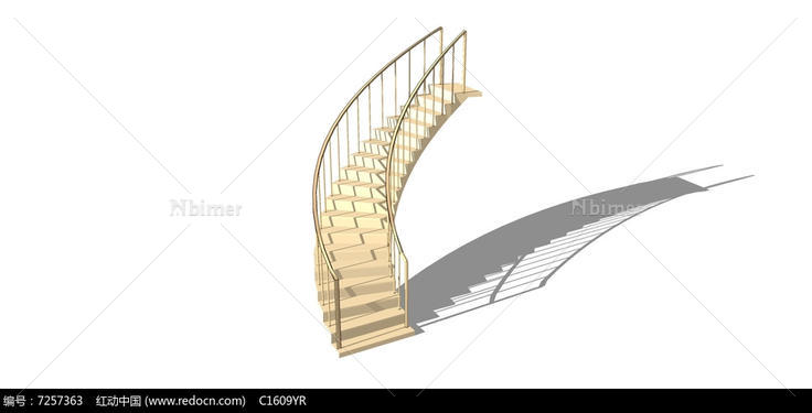 浅色弧形楼梯SU模型