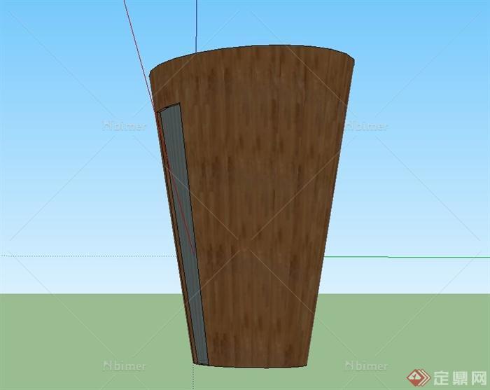现代木制景观柱设计su模型