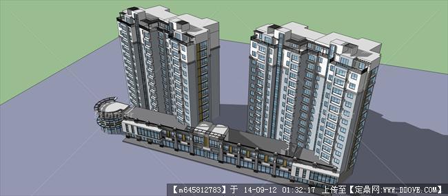 Sketch Up 精品模型----小区住宅带商业建筑设计